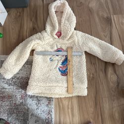 Fleece Hoodie Unicorn Ivory 6 Girls 
