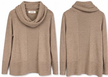 Calvin Klein Taupe Cowl Neck Knit Sweater Women’s M