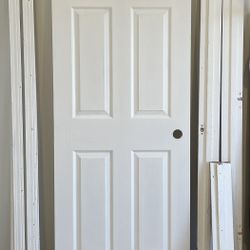 30” x 80” Left Swing Prehung 6 Panel Colonist Textured Molded Composite Door, Hollow Core w/ Casing