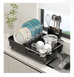 Expandable Dish Drainer - Automatic Drain - Large and Resistant