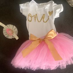Baby Girl 1st Birthday Outfit And 5x7 Backdrop Princess 