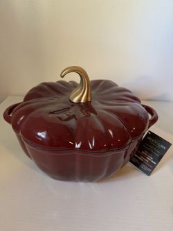 New SMITH & CLARK 4qt Autumn Dark Red Pumpkin Enameled Cast Iron Dutch Oven NWT