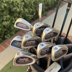 Complete Golf Club For Man Right Hand (Tour Edge Comp 950:Steel Shaft)and Assorted Driver And Wood//taylormade Cart Golf Bag All Included