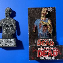 THE WALKING DEAD ZOMBIE VINYL BUST BANK - 8" TALL - NEW + Zombie Variant Used!