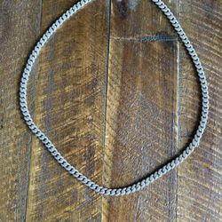 24” Silver 6mm Cuban   20tcw Moissanite 