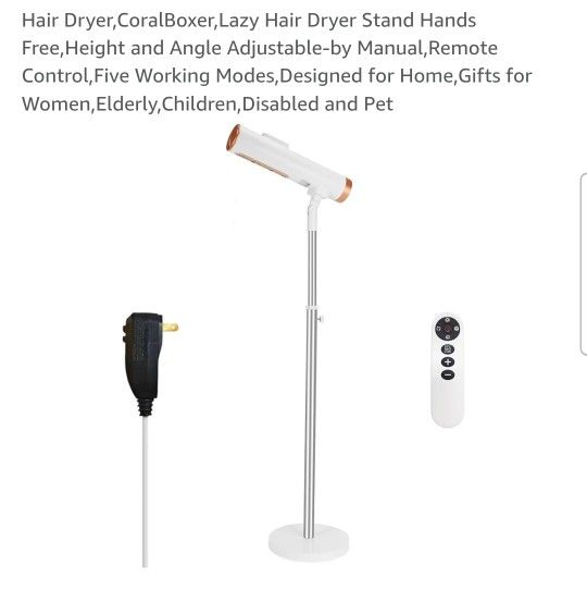 Hair Dryer,CoralBoxer,Lazy Hair Dryer Stand Hands Free,Height and Angle Adjustable-by Manual,Remote Control,Five Working Modes,Designed for Home,Gifts