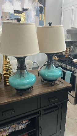 Two lamps brown and Teal