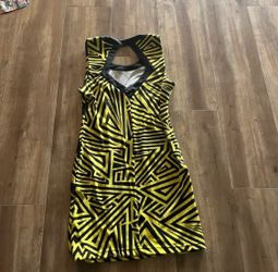 Yellow and Black Geometric Print Mini Dress