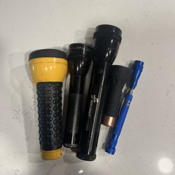 LOT OF 5 MAG-LITE FLASH LIGHT USA For Parts Only