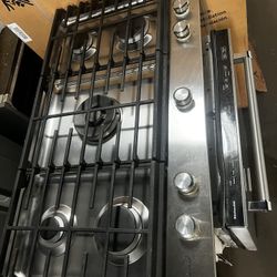 KITCHEN AID 36”WIDE GAS COOK TOP STAINLESS STEEL