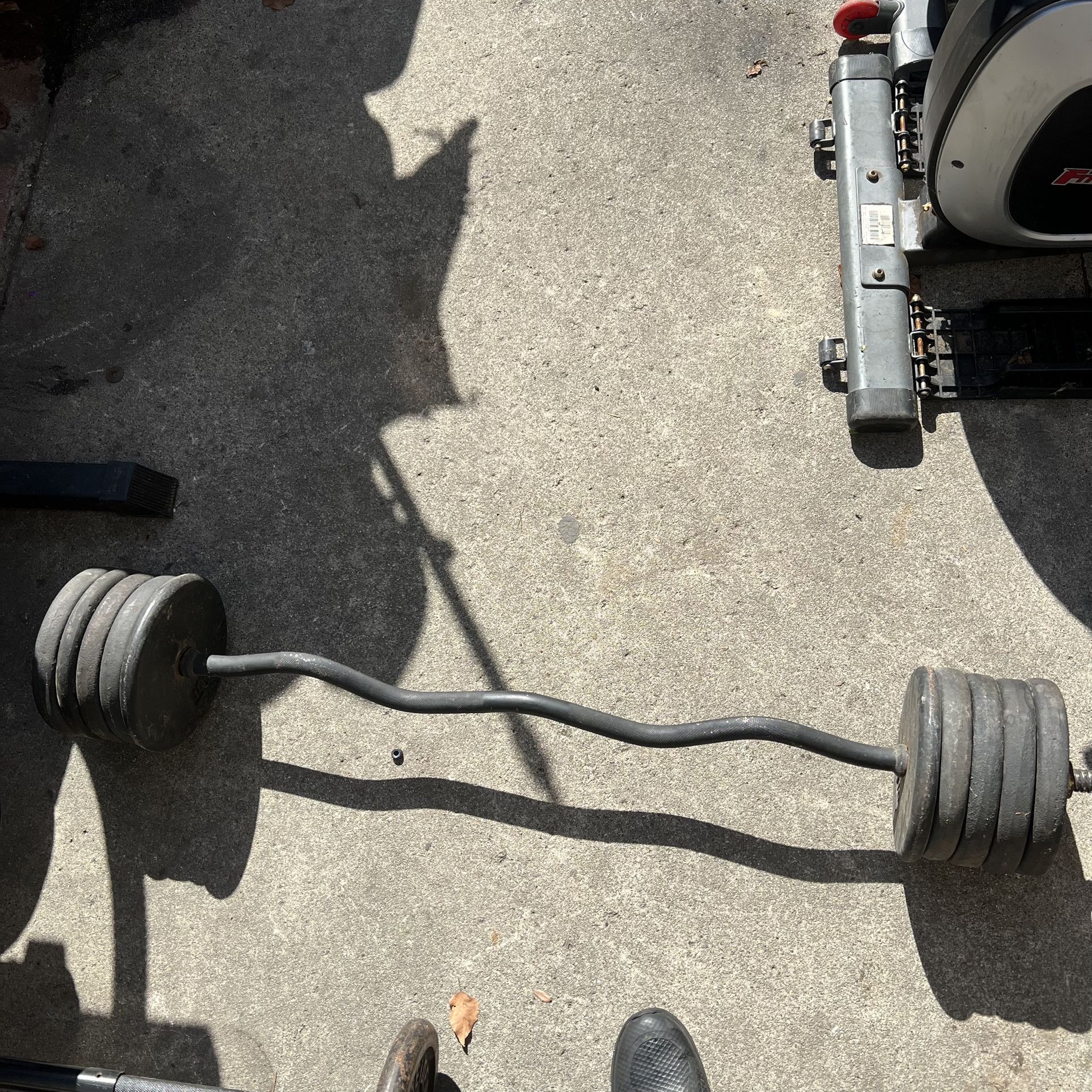 Standard curved barbell with weights