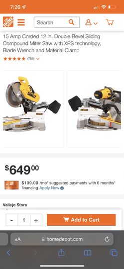 Brand New 15 Amp Corded 12 in. Double Bevel Sliding Compound Miter Saw with XPS technology, Blade Wrench and Material Clamp