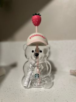Starbucks Pink Bearista Glass Tumbler Cup