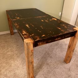 Hardwood Stained Top Dining Table, Shortened