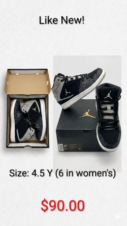 Size 4.5Y (Women’s 6) Jordan 1 Mid "Elephant Toe" - Like New!