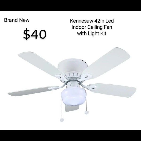Brand New Kennesaw 42"in Led Indoor Ceiling Fan With Kit Light