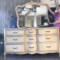 Old Antique Furniture With Mirror Pair