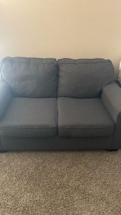 Gray Blue Fabric Loveseat & Sofa