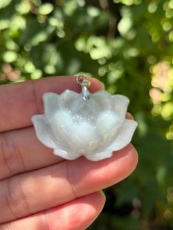 Sterling silver lotus jade pendant