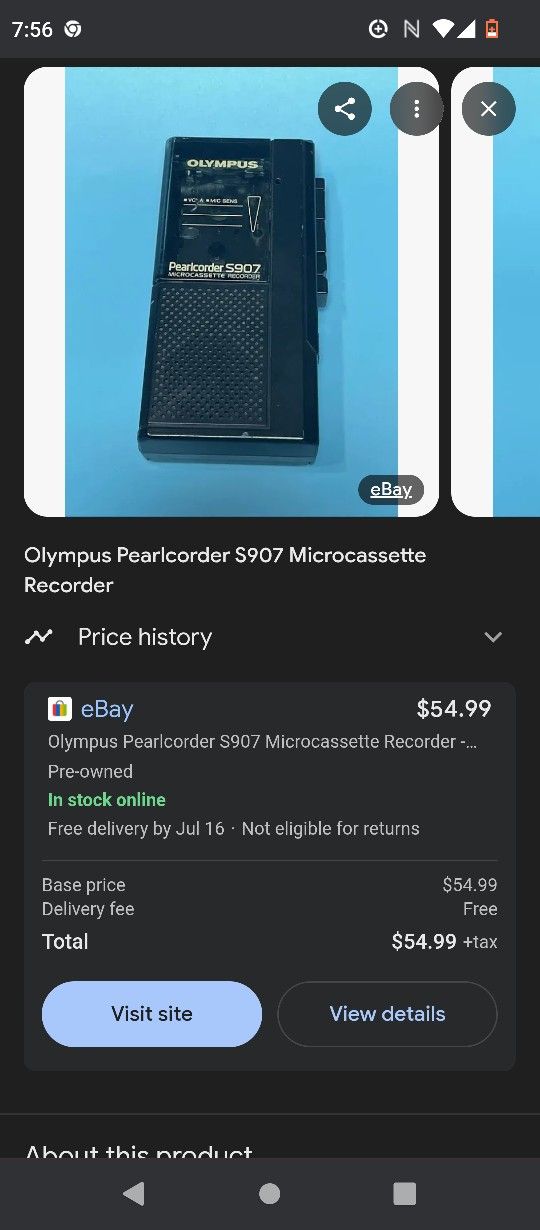 Olympus Pearlorder 5907 Microcassete Recorder