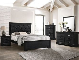 Bedroom set 4 pc Queen size Black finish, New Especial price