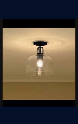 New Kichler 38275 Kaelix 10 in. 1-Light Semi Flush with Clear Glass in Black