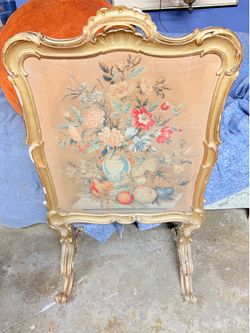 Antique French Needlepoint Screen