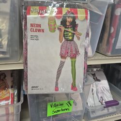 NEON CLOWN Halloween Costumer Adult NEW