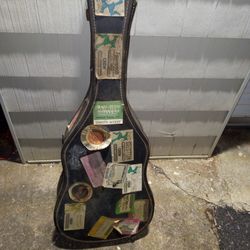 Unique Guitar Case With Concert Stickers 