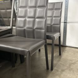 Kasala Gray Leather Parsons Chairs