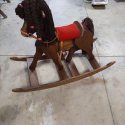 Large Wooden Rockin Horse Leather Stirrups &  Rained  Padded 