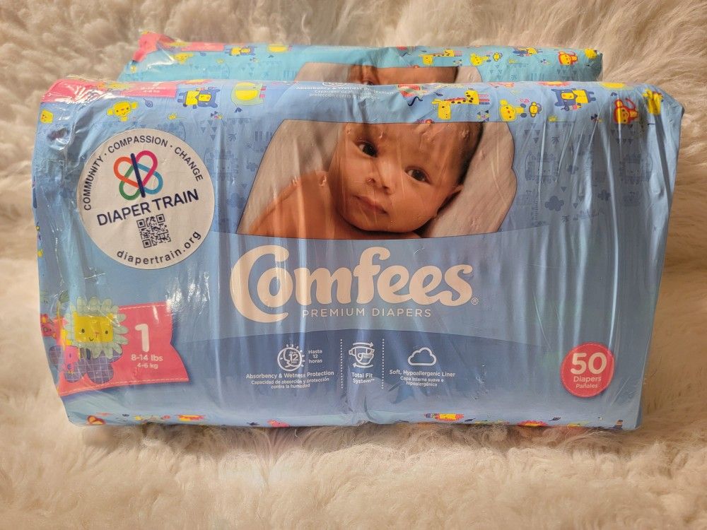 Brand New Unisex Baby Diaper Comfees Size 1 Disposable Bag of 50 (2 packs available)