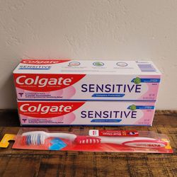 2 Colgate Sensitive Toothpaste & Toothbrush