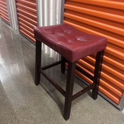 Red Leather Saddle Seat Bar Stool