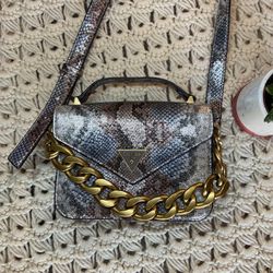 Guess snakeskin metallic crossbody bag