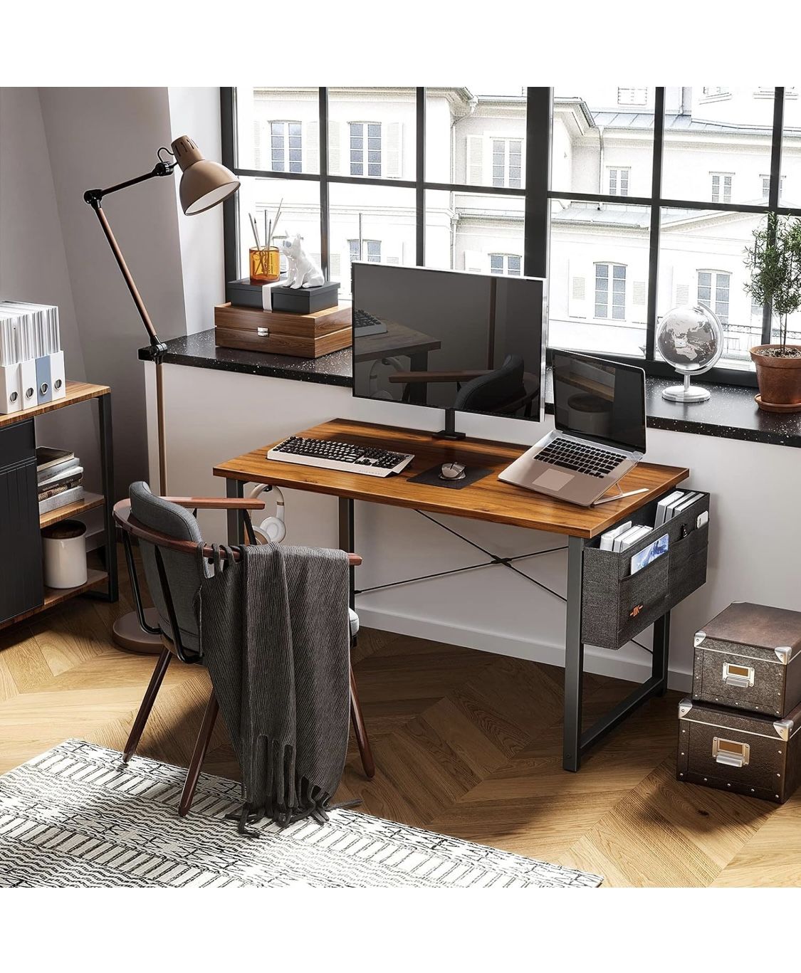 Computer Desk Large Office Desk, 48 Inch Gaming Desk with Storage, Modern PC Desk Work Table