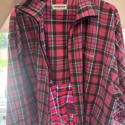Pink Plaid Balenciaga Longsleeve W Tags Medium 