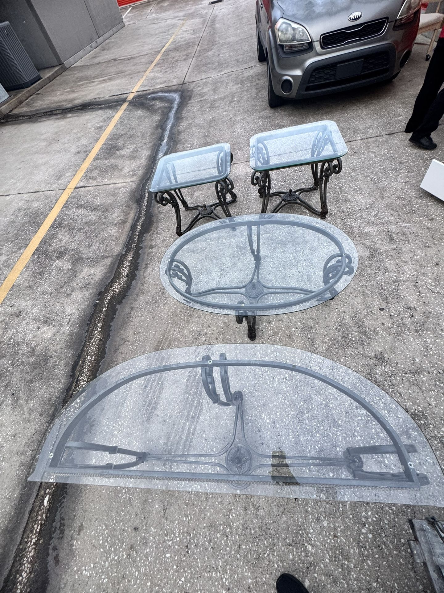  Klaussner International Iron and Glass 4 Piece Tables Set