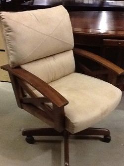 New Office Chair Beige Color with Wood Trim