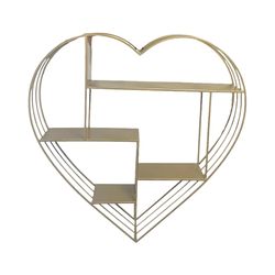  31” Gold Heart-Shaped Metal Wall Shelf