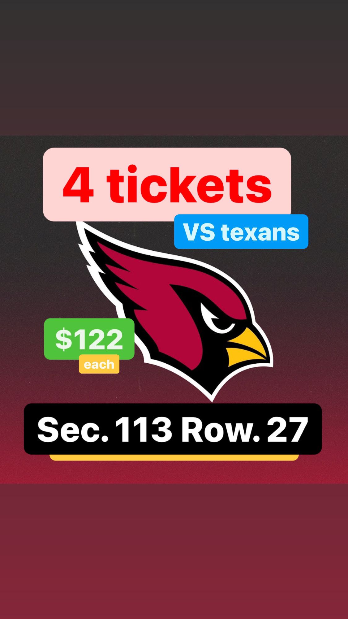 Cardinals Vs Texans Tickets