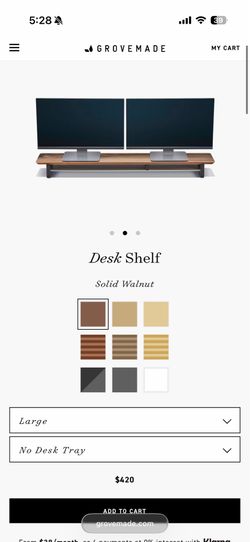 Grove made solid walnut desk shelf(large)