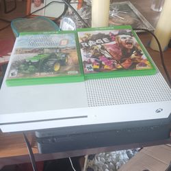 Xbox one s all cables in good condition with 2 games no control