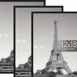NEW  3 Pack 12 Inchx18 Inch Frame Black, Poster Frames 12 Inch X 18 Inch for Horizontal Or Vertical Wall Mounting - Slide-In Photo Frame Strips, Scrat