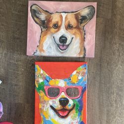 2 Corgi Wrapped Canvas 