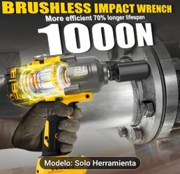 1/2 pulgadas, llave de impacto inalámbrica con batería y cargador1000 pies-libras (1500 N·m), pistola de impacto eléctrica sin cepillo, incluye luz d