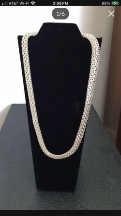 Sterling silver mesh weave chain necklace