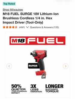 M18 FUEL SURGE 18V Lithium-Ion Brushless Cordless 1/4 in. Hex Impact Driver (Tool-Only)