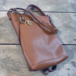 Anne Klein Small Pocketbook Purse Brown With Shoulder Strap And Zipper Close