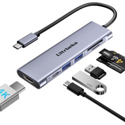 USB C Hub, 7in1 USBC Hub, 4K HDMI Multiport Adapter, TF/SD Card Reader, 2×Powered USB-A 3.0 5Gbps, 100W PD, Dongle Adapter, USB-C Extender Compatible 
